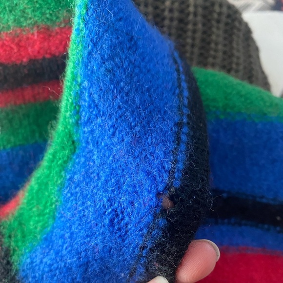 TALBOTS 90s vintage wool sweater rainbow striped peacoat cardigan sz M - Picture 14 of 15
